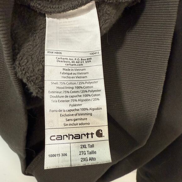 Carhartt Men's Rain Defender Paxton Heavyweight Hooded Sweatshirt 2XL Tall Green - Picture 6 of 7